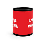 "Label Whore"11oz Red/Black Mug